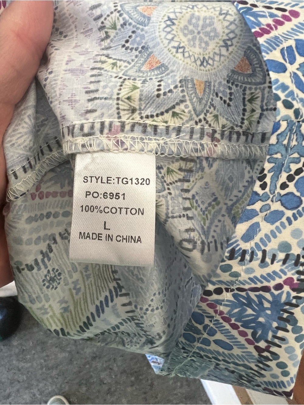 GiGiO blue patchwork print long sleeve oversized dress in a size L. - Picture 5 of 7